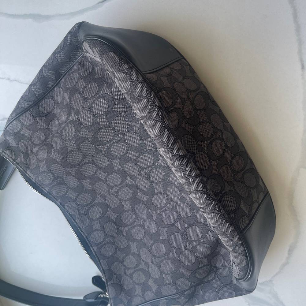 Coach Signature Zip-Top Hobo Bag – Black & Gray Monogram Canvas - Picture 14 of 14
